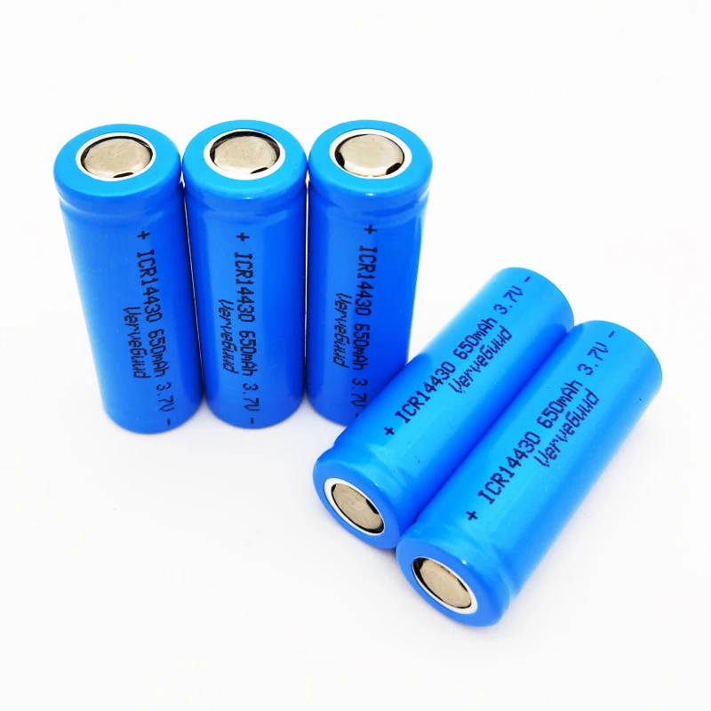 VerveGuud 14430 650mAh ICR14430 Li-Ion Rechargeable Battery 3.7v Liion Lithium Batteria Low Self Discharge Batteries