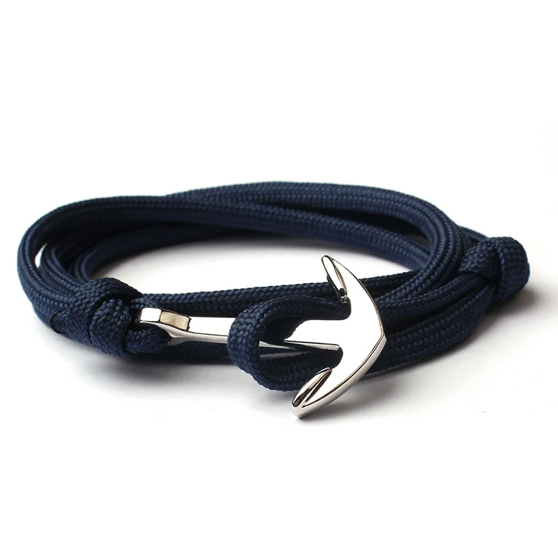 

NIUYITID New Navy Blue Bracelet Men Friendship Anchor Bracelet Handmade Multi-layer Nylon Rope Chain Men And Women Jewelry