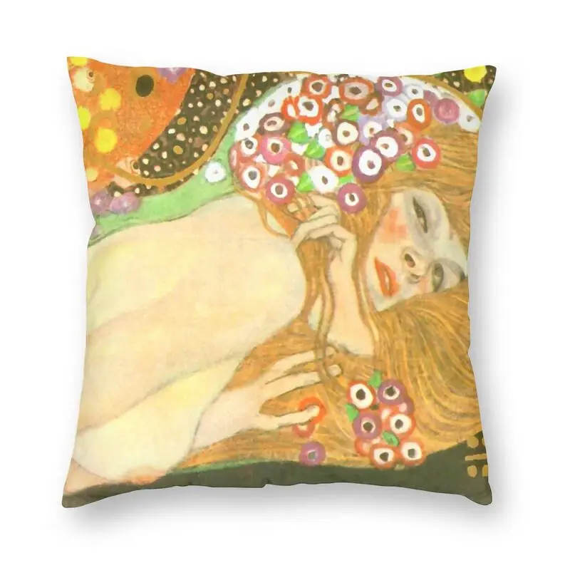 

Gustav Klimt Water Serpents Cushion Cover 45x45 Home Decorative Printing Painting Art Throw Pillow Case for Car Double-sided