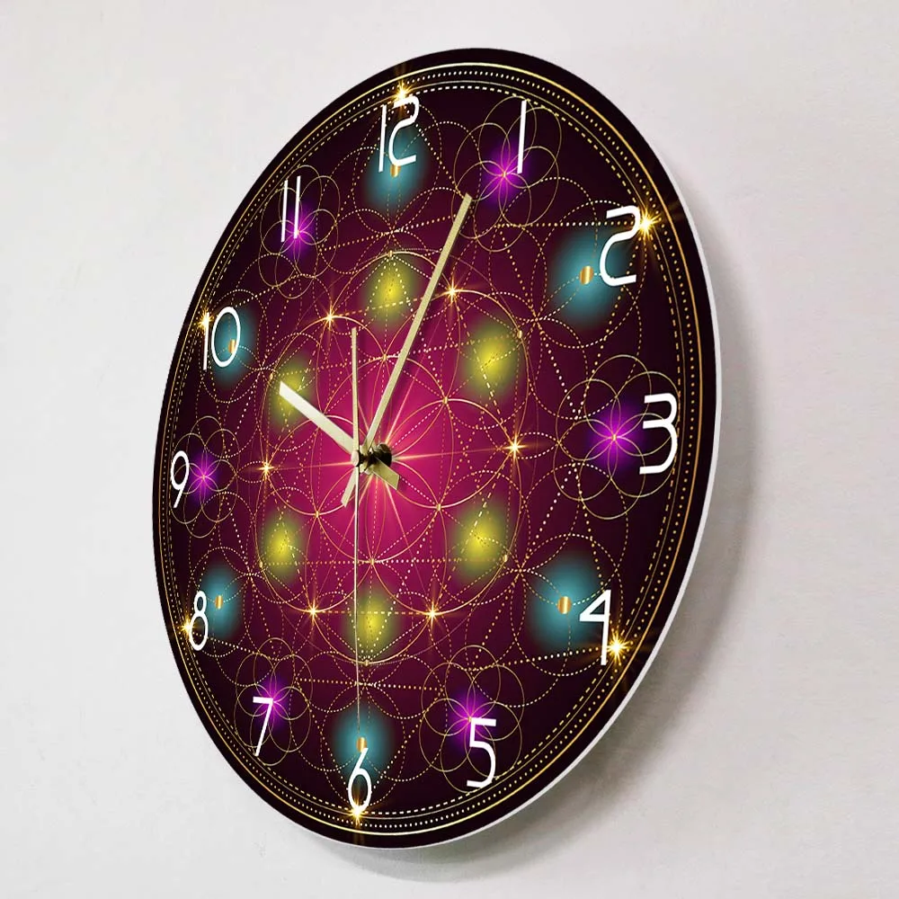 Seed Of Life Symbol Modern Wall Clock Mandala Flower Of Life Wall Clock Sacred Geometry Abstract Wall Art Timepieces Home Decor