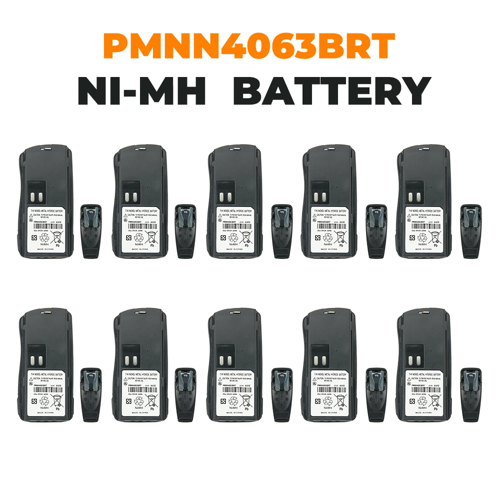 

10x PMNN4063BRT Ni-Mh Replacement Battery for Motorola AXU4100 CP125 GM338 GM398 GP2000 Two Way Radio Battery with Belt Clip