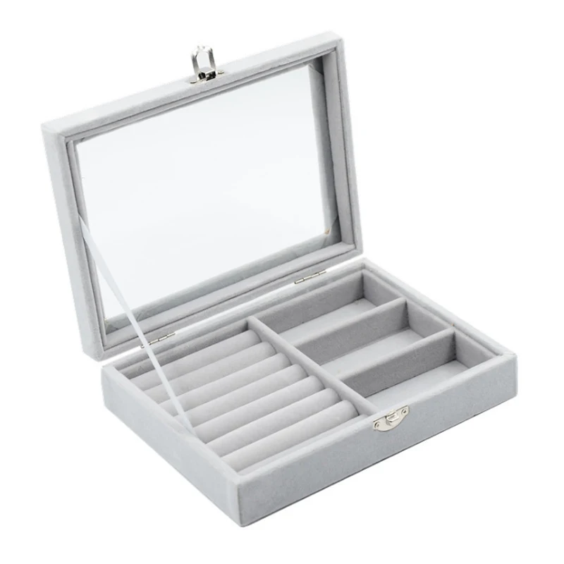 High Quality Gray Velvet Jewelry Display Box Case for Rings Earrings Bracelets Necklaces or Jewelry Ornaments Storage Organizer