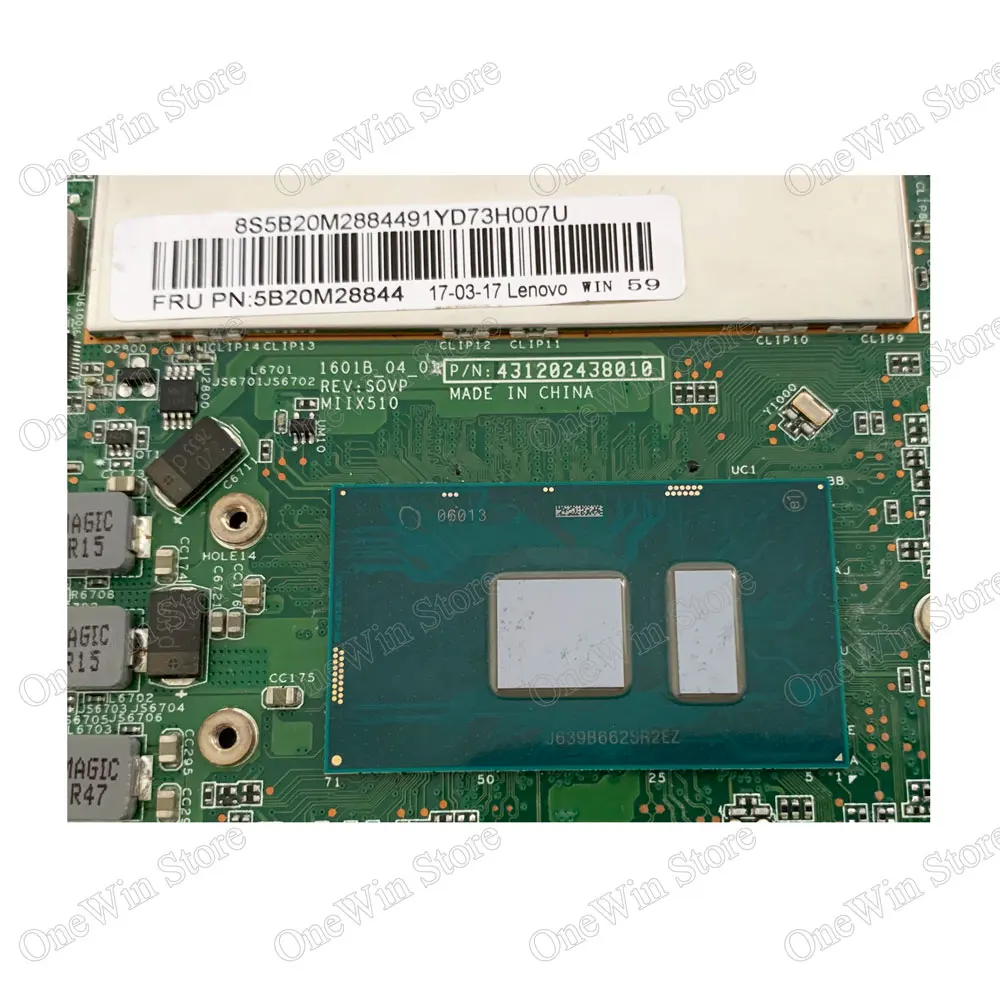 Untuk Miix 510-12ISK Tablet 80U1 Lenovo Ideapad Notebook Motherboard Terintegrasi 100% Work 1601B-04-01 I7-6500U 8GB Motherboard 5B20M28844