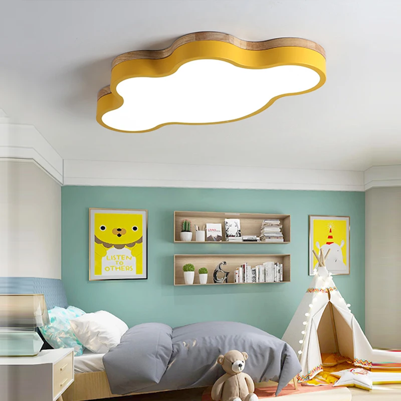 Imagem -06 - Lustre de Led Regulável para Quarto Infantil Luminária de Teto em Madeira com Luz de Nuvem para Sala de Estar Cozinha e Ambientes Internos