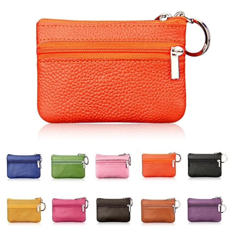 2019 Women Leather Coin Purse Key Holder Zip Wallet Pouch Bag Purse New Brand Men Soft Genuine Card Holder #w