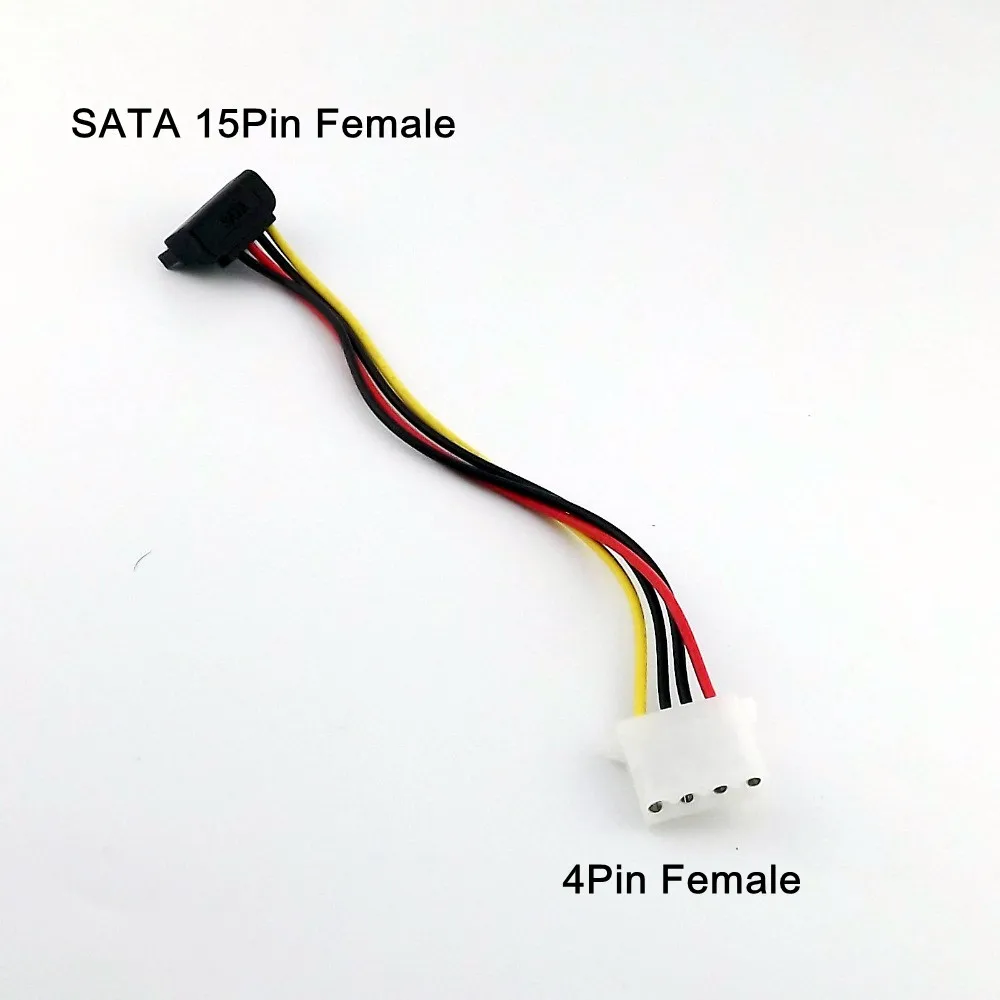 1pc IDE 4 Pin Female Molex to SATA 15 Pin Female 90 Degree Right Angled HDD Power Adapter Cable 20cm