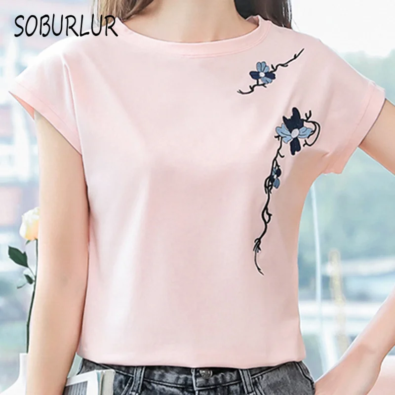 SOBURLUR 2021 Summer Loose T shirt Oversize T-shirt Crop Top Woman Clothing Shirt Harajuku Tops Blousas Tees Women's T-shirt