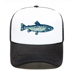 Green Bass Fish Boy Girls Funny Adjustable Mesh Truckers Hat Kids Adult Baseball Caps Snapback Wholesale