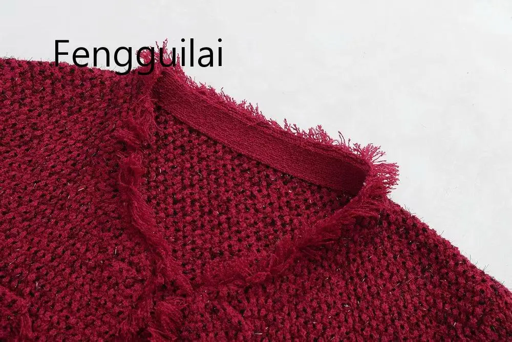 Elegante giacca morbida in Tweed nappa maniche lunghe O collo donna ufficio signora Tweed cappotto vino rosso donna giacca corta Cardigan nuovo