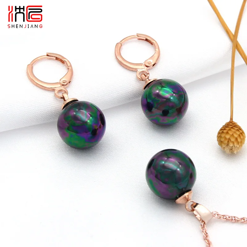SHENJIANG New Elegant Round Simulated Pearl Dangle Earrings Jewelry Sets For Women Wedding Party Fashion Fine Pendant Necklace
