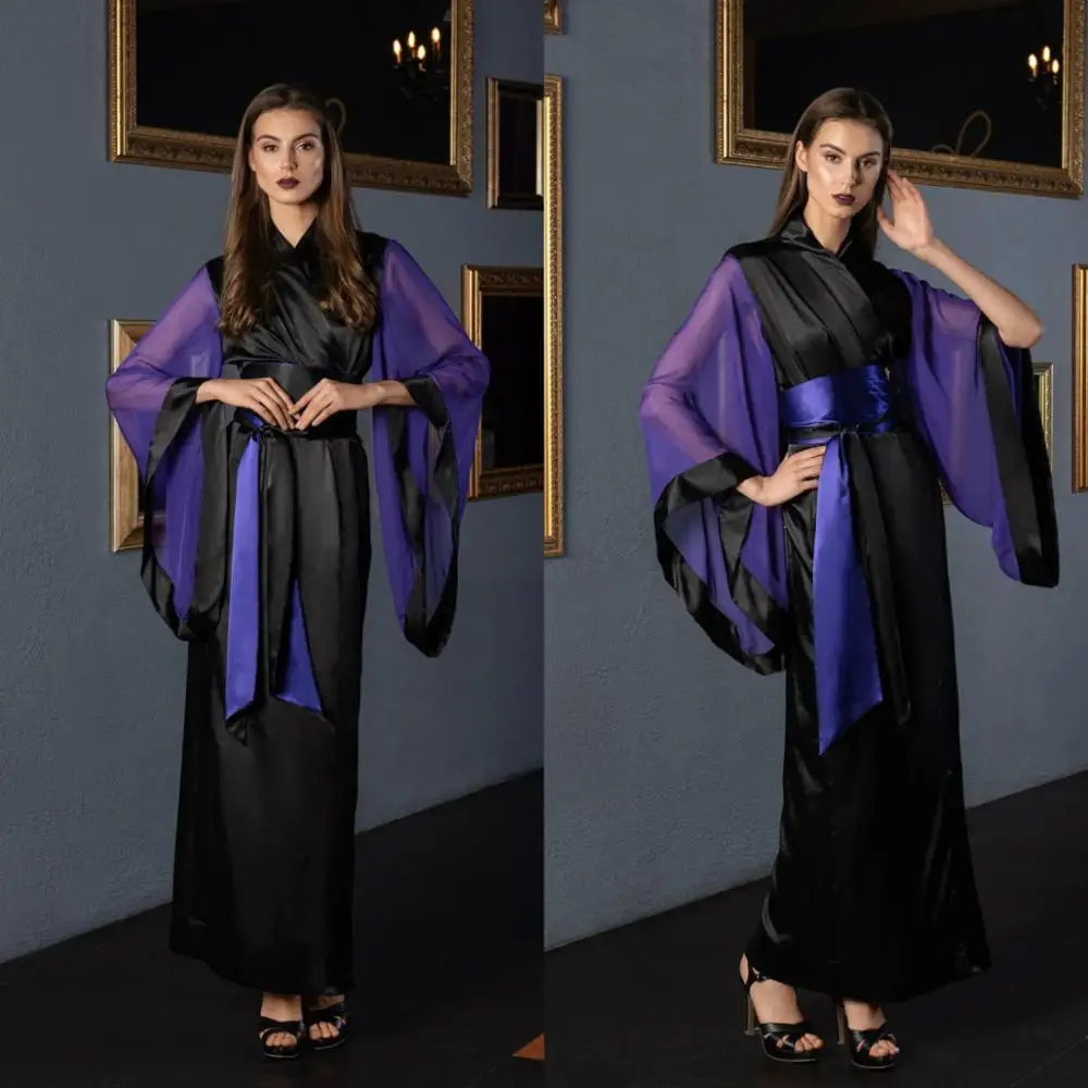 Purple Black Bridal Dress Belt Long Bathrobe Women Lingerie Nightgown Pajamas Sleepwear Women's Luxury Gowns Housecoat Nightwear