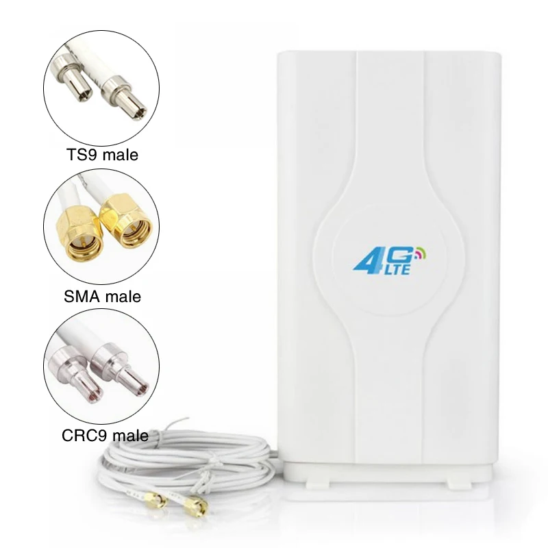 88dbi 4g lte antena móvil amplificador de señal mimo painel antena 2 * sma-macho/ts9/conector crc9 com cabo de 2m