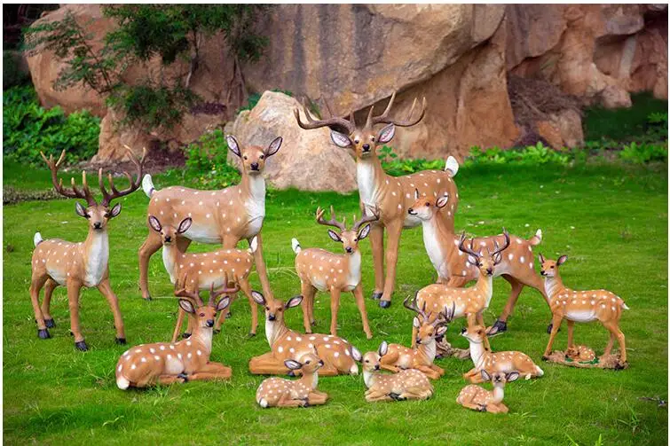 Outdoor Garden Simulation Animal Resin Deer Sculpture Home Decoration Courtyard Villa Ornaments Crafts Park Lawn Figurines Decor