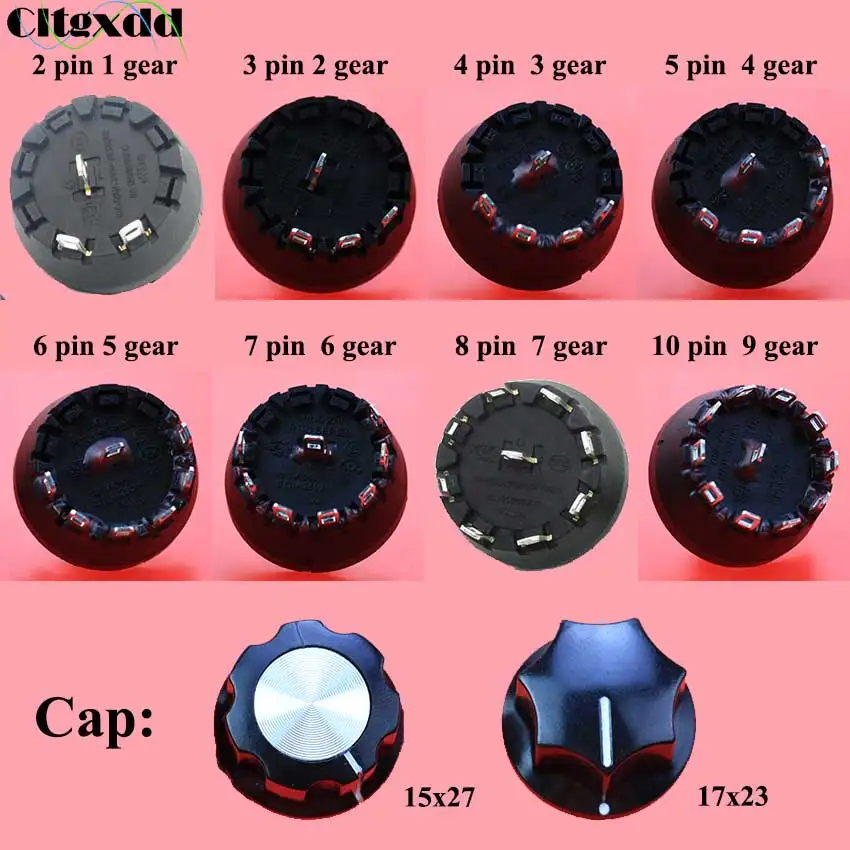 Cltgxdd 1PCS High Temperature Resistant Rotary Gear Switch 2 3 4 5 6 Band Knob Switch Of Juicer Mixer