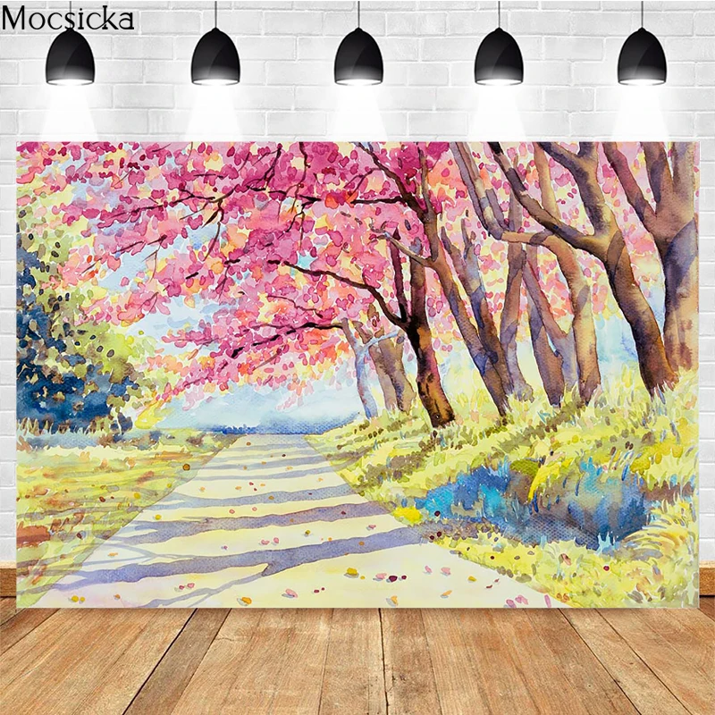 Mocsicka Spring Forest Photography Background Natural Landscape Flowers Decoration Props Baby Shower Photo Backdrop Banner