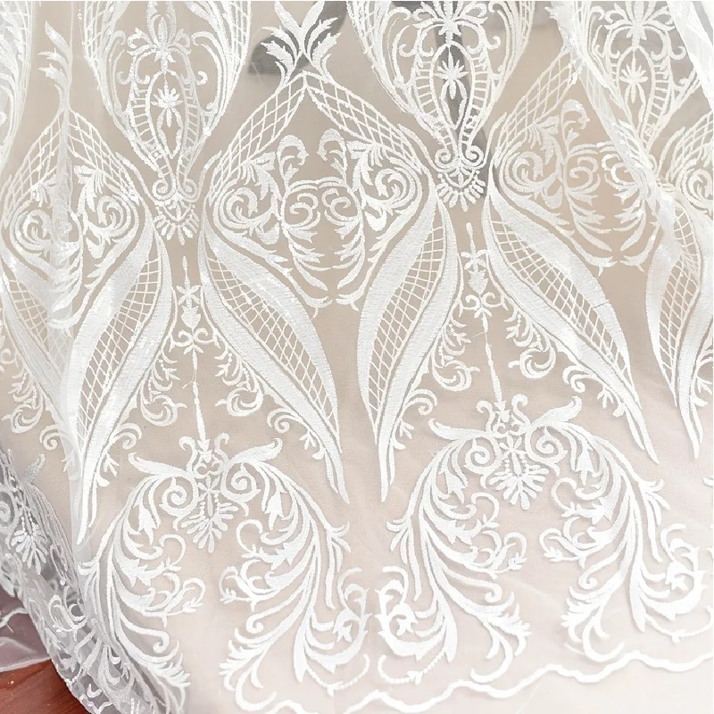 

European Style Embroidery Lace Fabric ,Wedding Dress Handmade Diy Material Clothing ,Dress Decoration Fabric