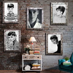 Audrey Hepburn home poster home decor Nordic canvas painting murals and prints girls bedroom vivid lady art