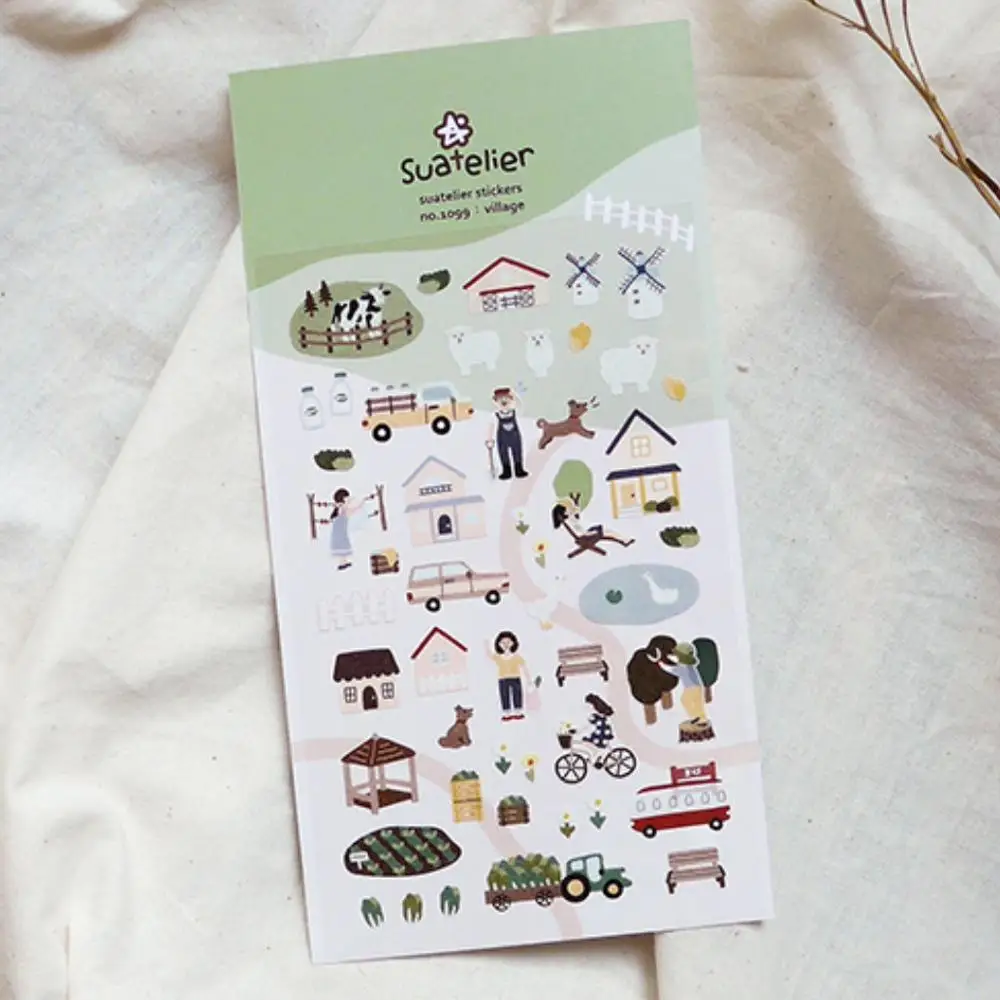 Suatelier-Autocollants de village, matériel de scrapbooking, esthétique, passe-temps, journal intime, licence, Corée, bricolage, artisanat, papeterie, 1099