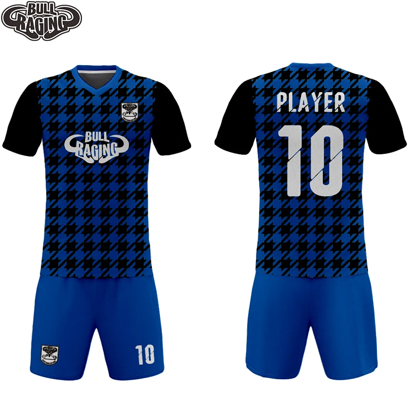 

Blue Intermilan Retro Design Custom Club Soccer Clothes Professional Sublimation Soccer Uniform Sets