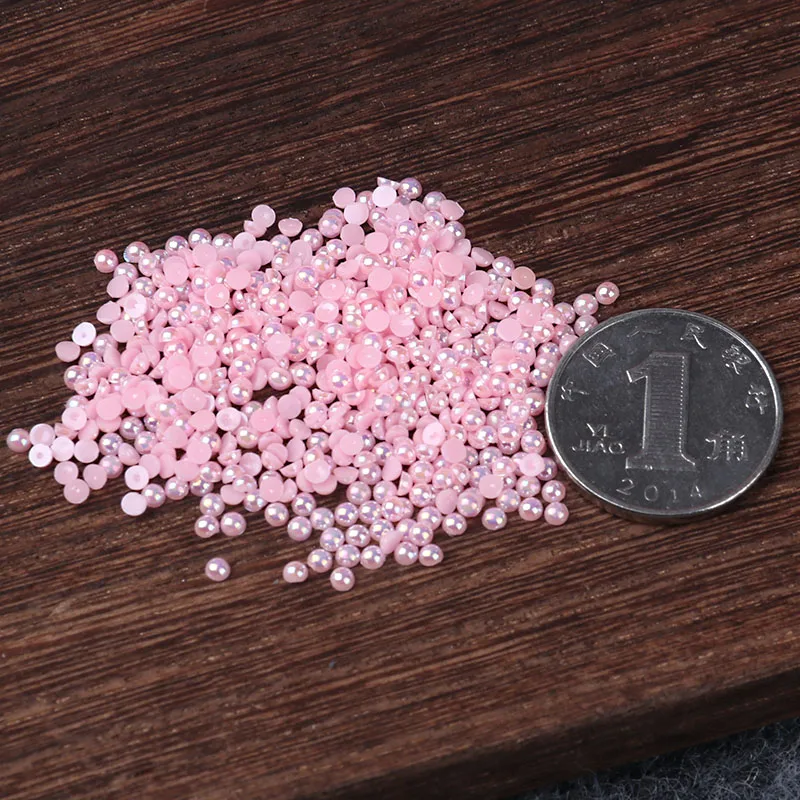 AB Rosa Hälfte Perle Gemischte Größe von 1,5mm Bis 10mm Handwerk ABS-Harz Flatback Halbe runde imitation perlen für Nagel DIY Telefon Decro