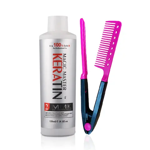 크리스마스 선물 포르말린 케라틴 트리트먼트 120ML, 좋은 냄새 스트레이트 손상된 퍼지 헤어 1 개 무료 레드 빗