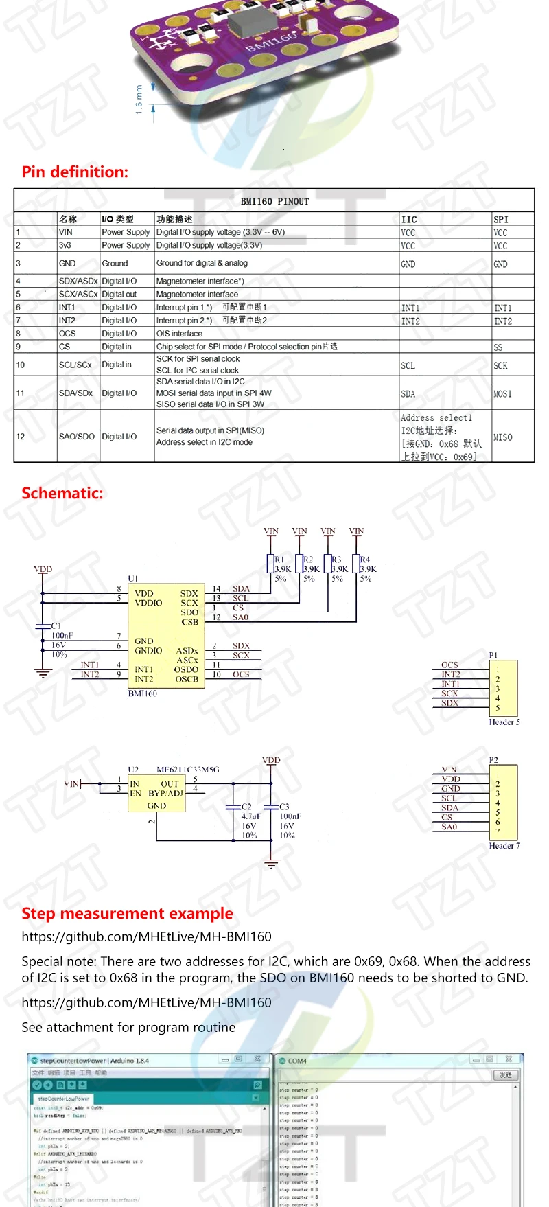 MPU-6050 MPU-9250 BMI160 LSM303DLHC L3G4200D QMC5883L ADXL335 LIS3DSH 3-, 6- und 9-Achsen-Sensor für Lagebestimmung +Gyroskop +Beschleunigungsmesser +Magnetometer – Detail 13