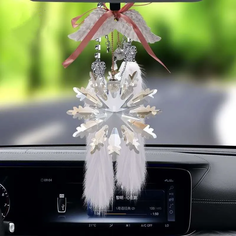 

2020 Crystal Snowflake hight end gift new car decoration reaview mirror pendant hanging car pendant