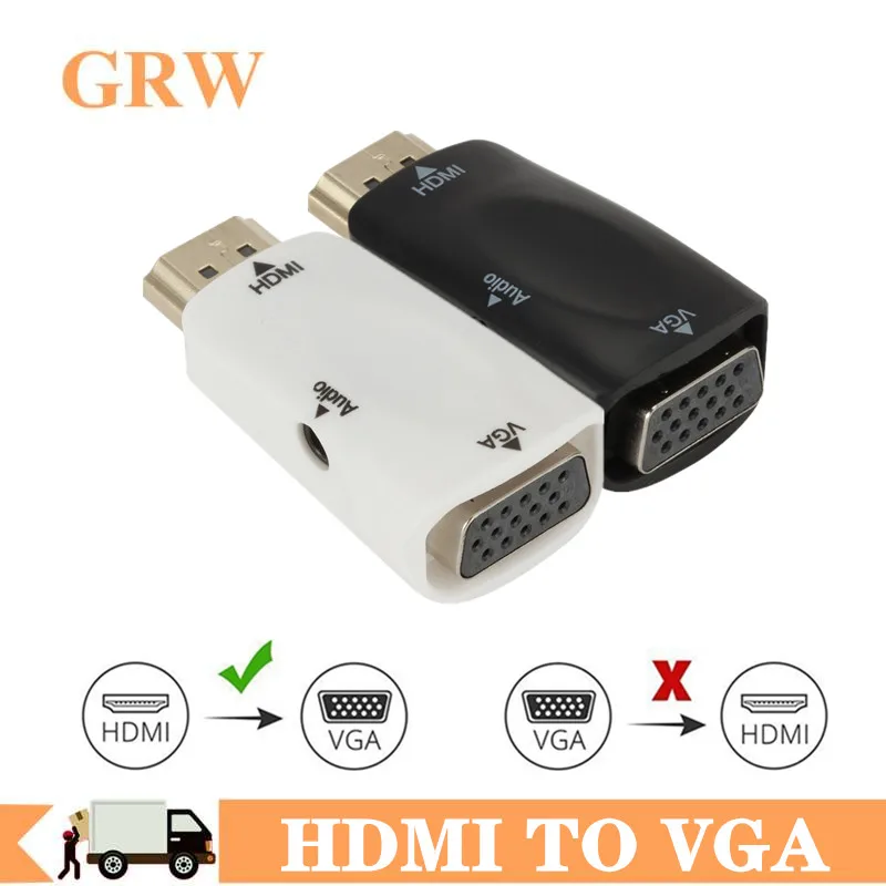 GRWIBEOU HDMI-совместимый адаптер VGA 1080P HDMI в VGA аудио-видео конвертер для ПК ноутбука ТВ-приставка компьютерный дисплей проектор