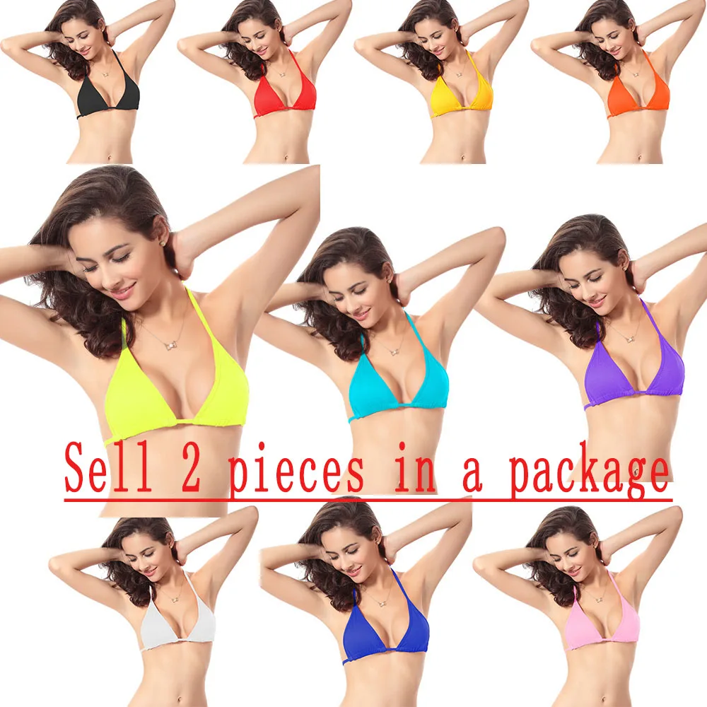 

Bikini Tops Fashion, Europe and Brazil Sexy Female Swimming Bikini, Pure Color Tops, Tie Swimsuit, Single Tops 2 pieces for sale