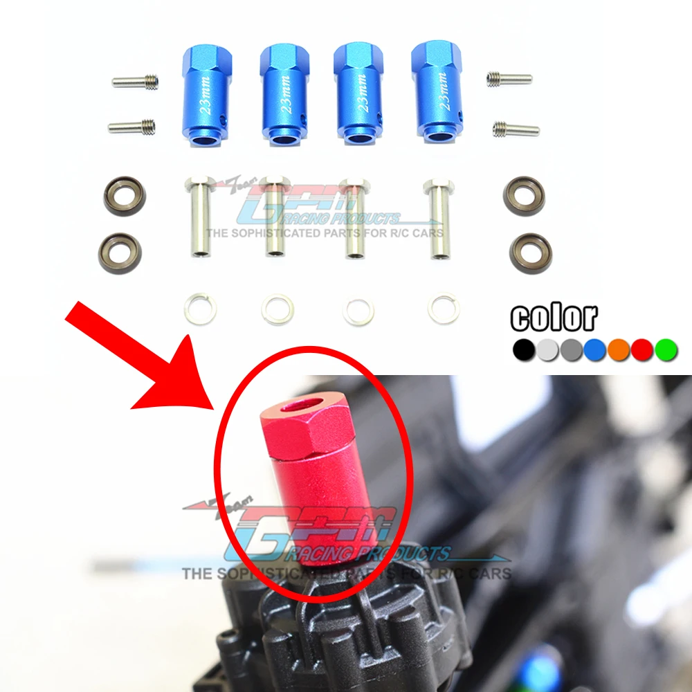 

GPM металлический алюминиевый шестигранный адаптер шириной 23 мм адаптер колеса втулки крепление для 1/10 TRX4 82056-4 Defender Crawler Car