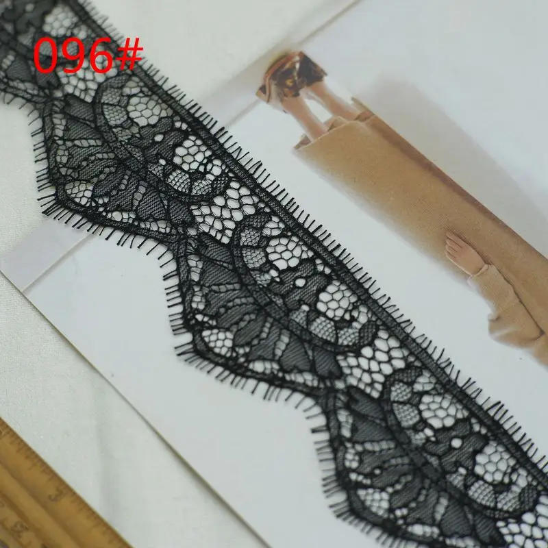 Ribete de encaje fino de 9M, encaje de pestañas de 5cm, telas de encaje Chantilly blancas y negras, accesorios de ropa DIY, encaje para manualidades