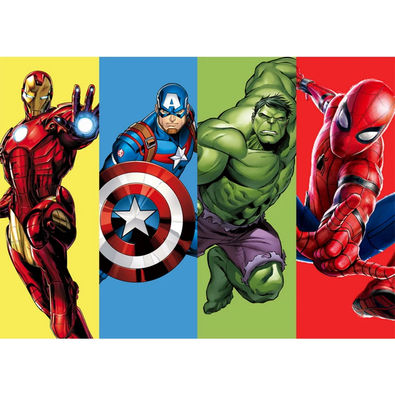 DISNEY-fondos de fotografía de Spiderman, Iron Man, Hulk, tela de vinilo, decoración de fiesta de cumpleaños para niños