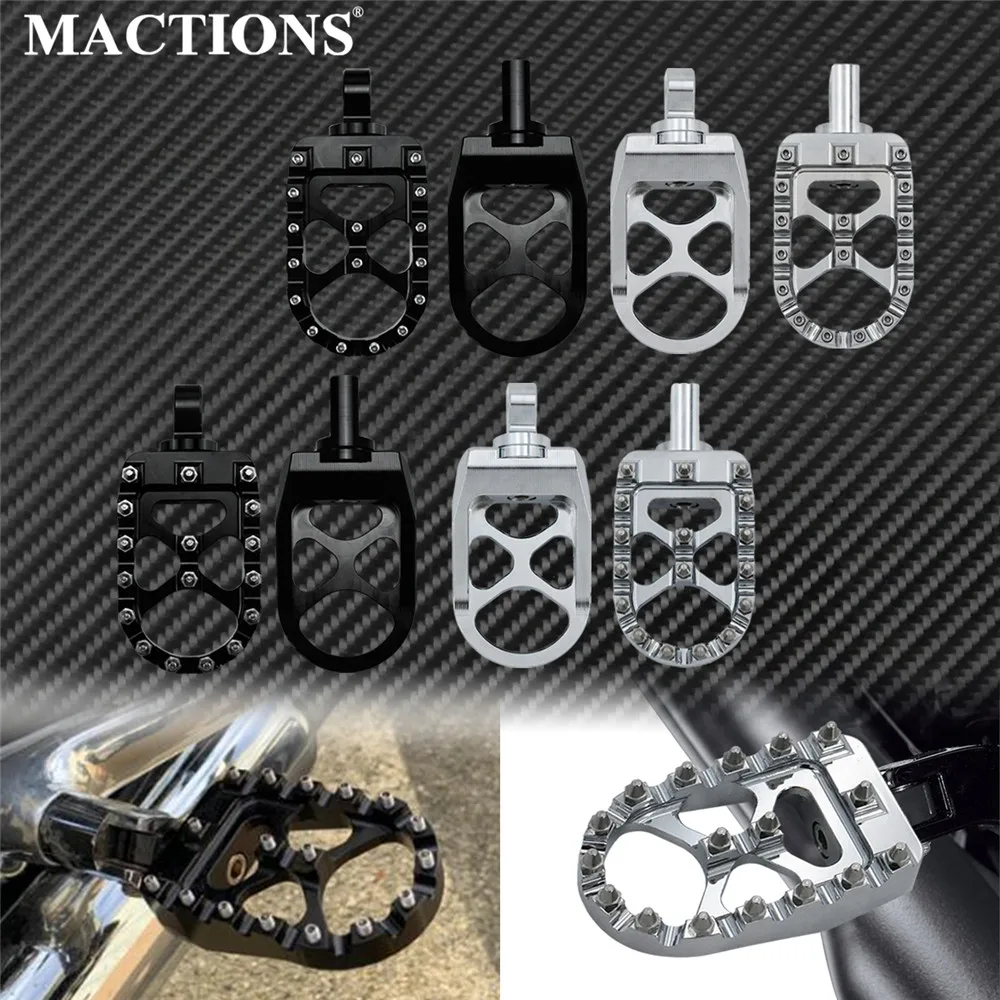 Motorcycle  Black/Chrome Footrest Pedal CNC Footpeg For Harley Bobber Chopper Sportster XL  Wide Glide Street Bob Dyna Fatboy