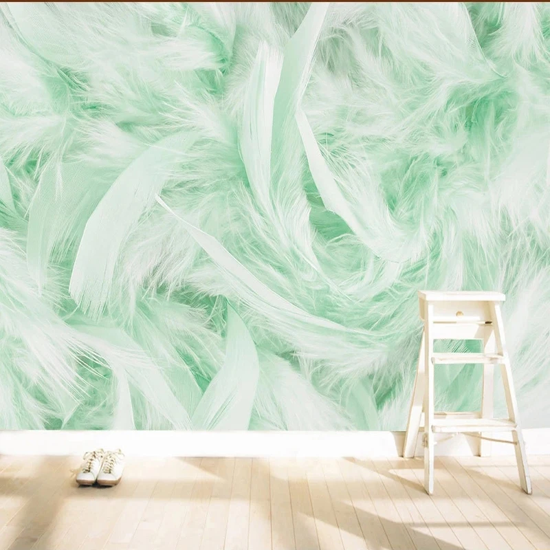 Beautiful Green Feather Photo Wallpaper Living Room Sofa Study Background Wall Cloth Modern Creative Art Murals Papel De Parede