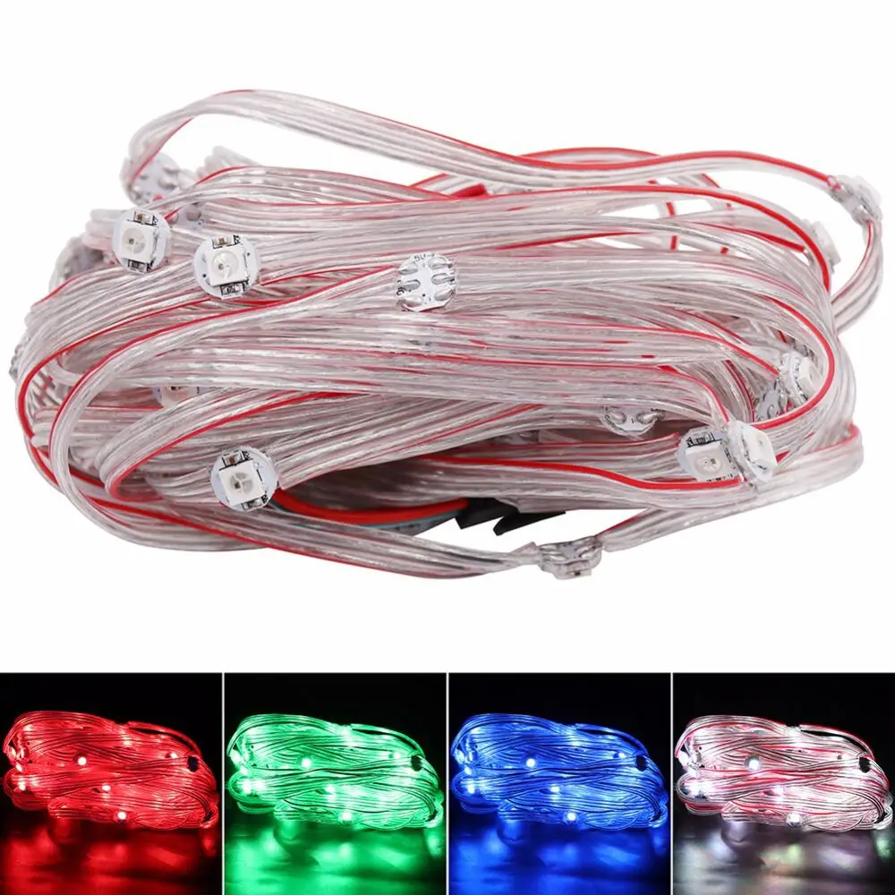 

WS2812B припаянный светодиодный модуль RGBIC String 12 см провод 50 пикселей LED s на струну с внутренней адресацией 5050 узлов IP30 DC5V