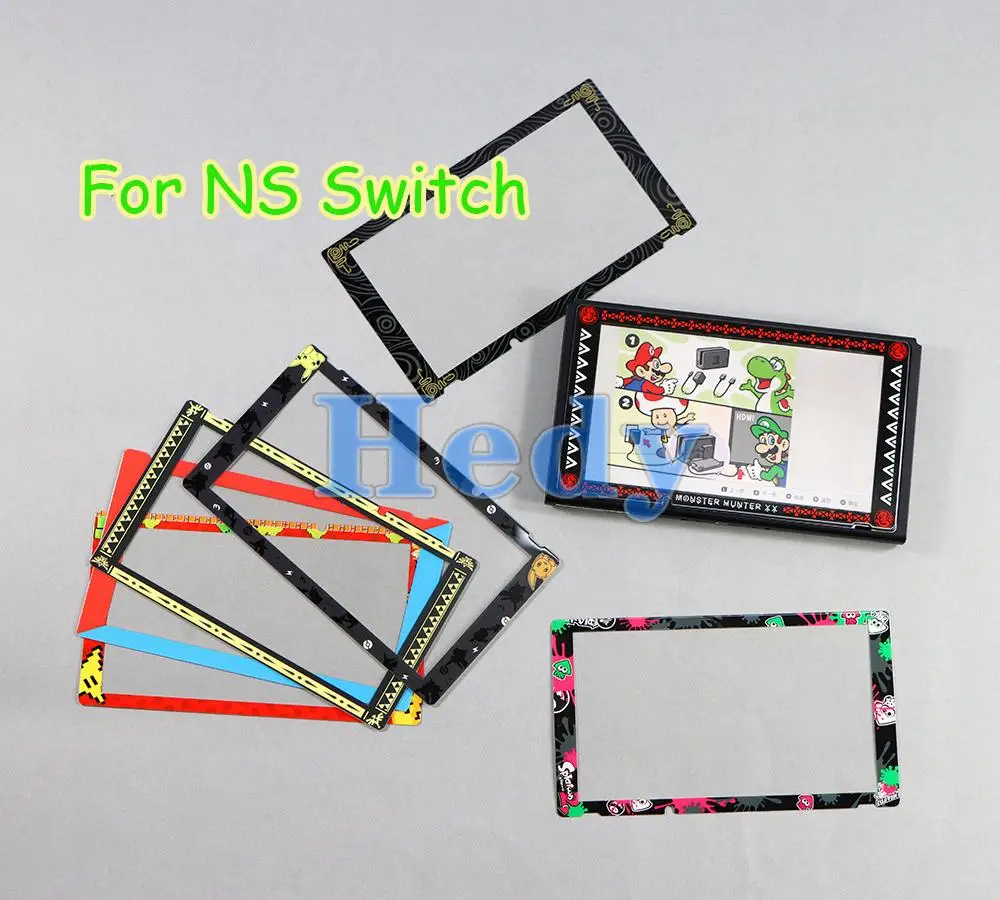 10PCS FOR Switch Screen Protector 0.2mm Tempered Glass Film With Colorful Frame For NS Swit Console Screen Protector Accessories