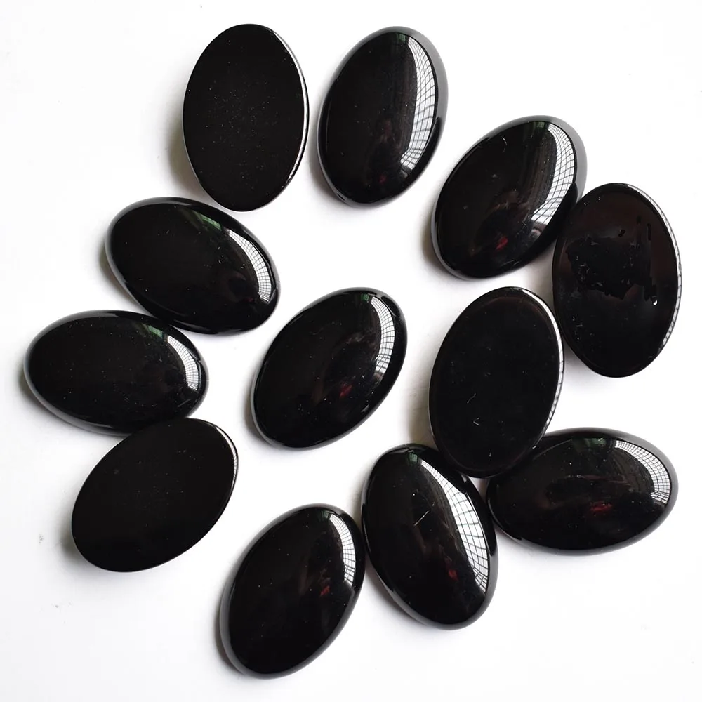 2020fashion hot sell good quality natural black onyx Oval CAB CABOCHON stones beads 20x30mm 12pcs/lot Wholesale Free shipping