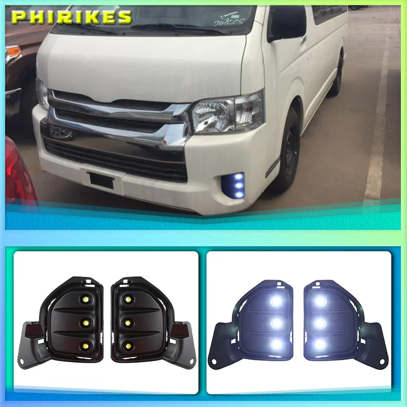 

2Pcs LED 12V ABS Car Fog Lamp DRL Daytime Running Light for Toyota Hiace 2014 2015 2016 2017 2018 with Turn Signal