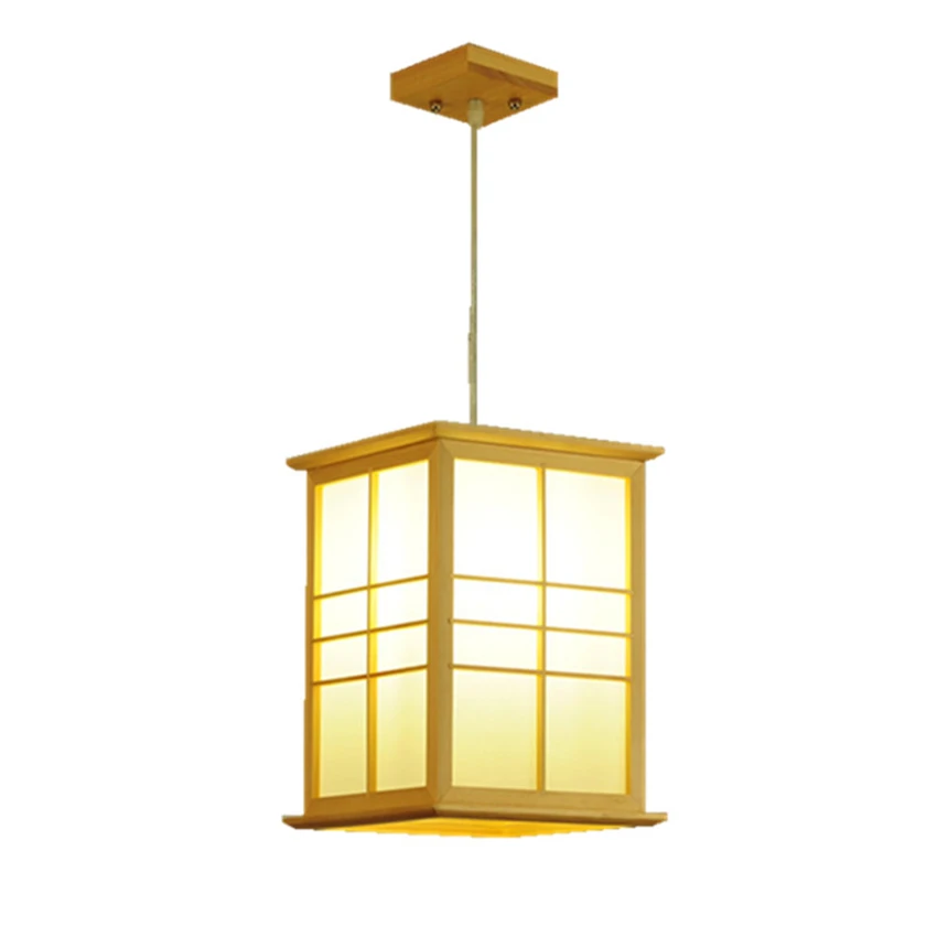 Japanese Wood Lantern Pendant Lights Restaurant Cuisine Sushi Dining Room Bedroom Living Room Nordic Hanging Lights Lighting