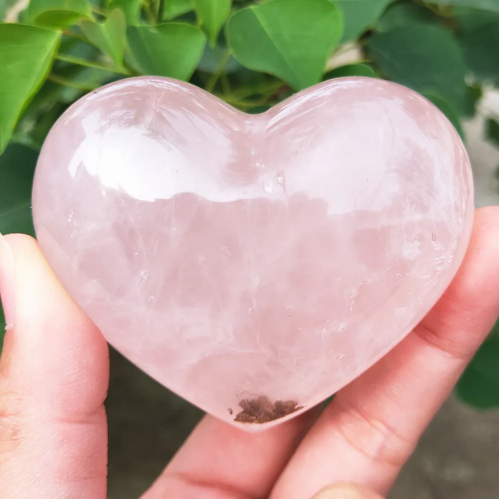 4-9cm Natural Rose Crystal Heart Pink Quartz gemstone Heart-shaped Crystals Healing Gift 1pcs