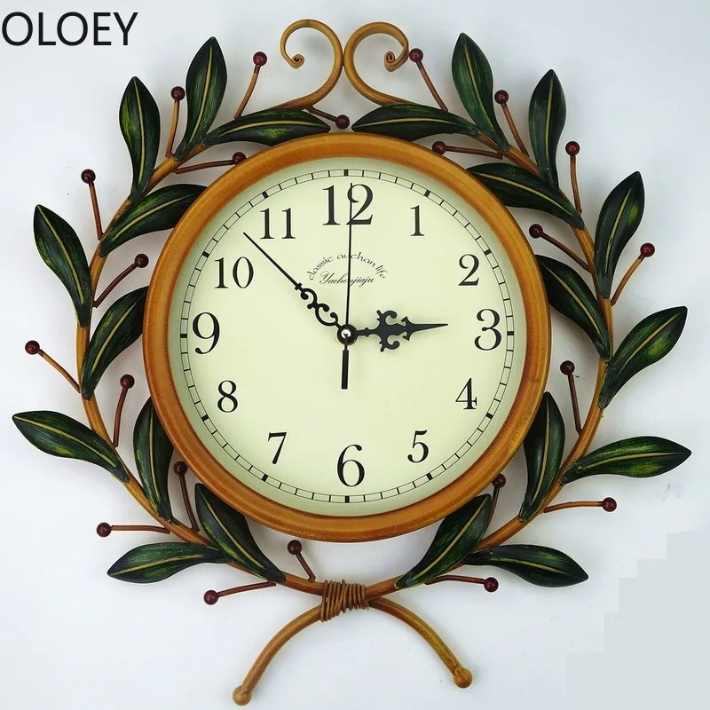 

America Creative 3d Wall Clock Retro Shabby Chic Olive Branch Clocks Living Room Bedroom Home Decor Wall Watch Kitchen Clock