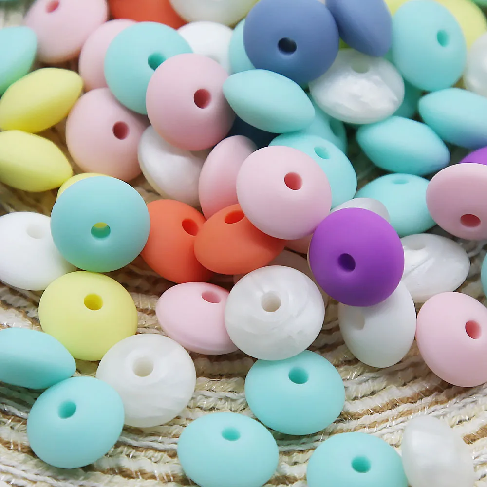 Cute-idea Silicone Baby Care 12MM Lentil Teething Beads 20pcs Making Newbron Pacifier Chain Pearl Accessory Bebe Nursing Toys