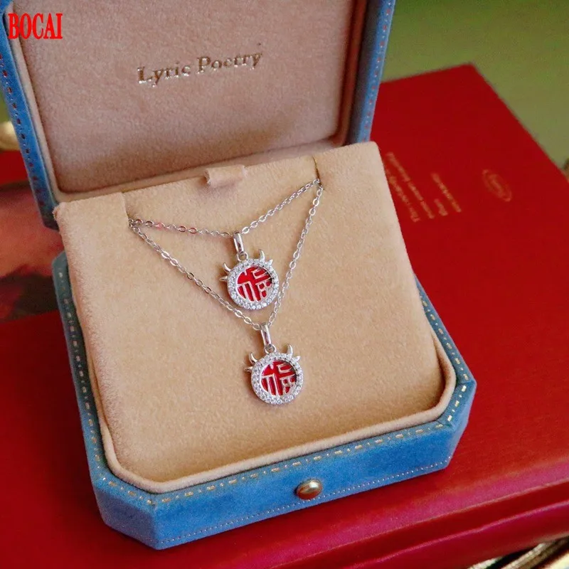 

925 sterling silver zodiac lucky ox necklace female ox year zodiac year red clavicle chain