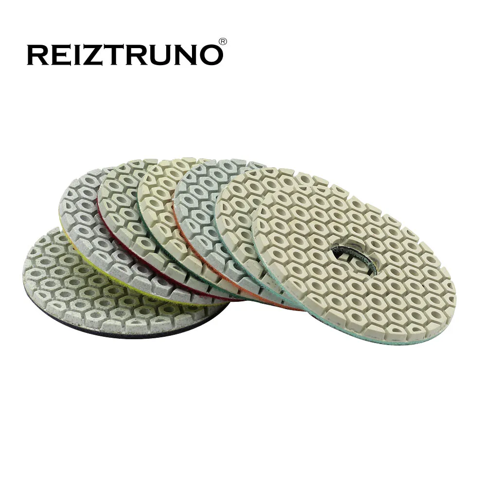Reiztruno 4 inch Grinding wheel 100mm Flexible Polishing Pads for stone and concrete,Thickness 4 mm,wet or dry use,7pcs