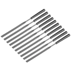 10Pcs 3x140mm Second Cut Steel Flat Needle File with Plastic Handle Ceramic Crafts DIY Wood Rasp File Needle Jewelry CarvingFile