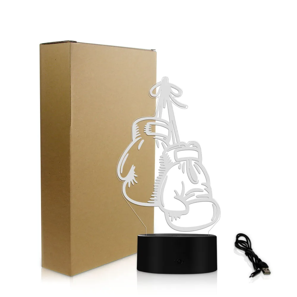 Boxing Gloves Novelty Table Night Light LED Desk Night Lamp Touch Control Engraved Gift 7 Color Change Boxing GYM Decoration