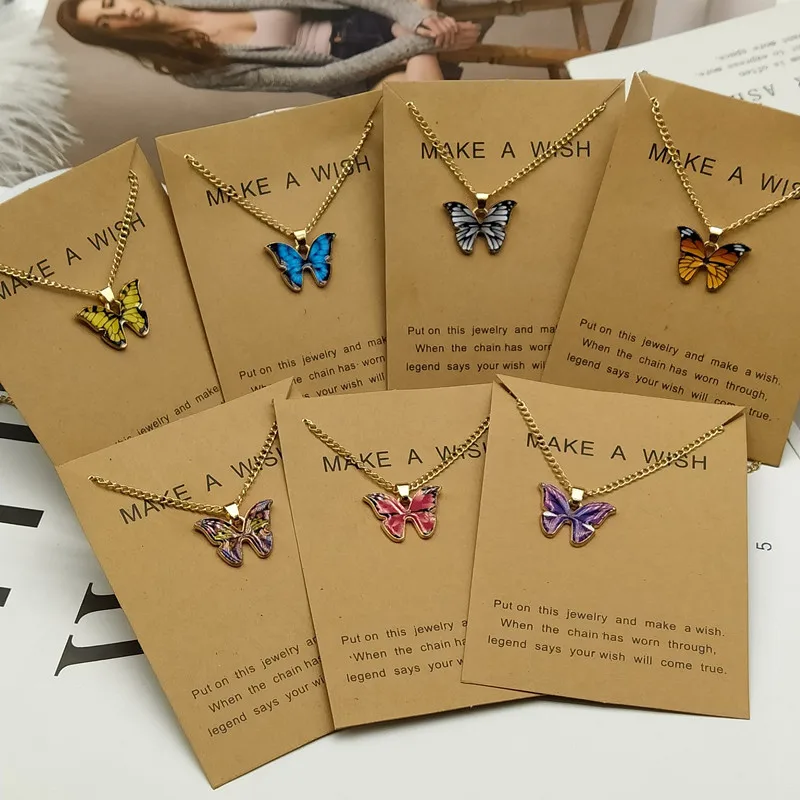 Korean Fashion Cute Butterfly Pendant Necklace for Women Golden Color Statement Necklace Jewelry Gifts Wholesale Dropshipping