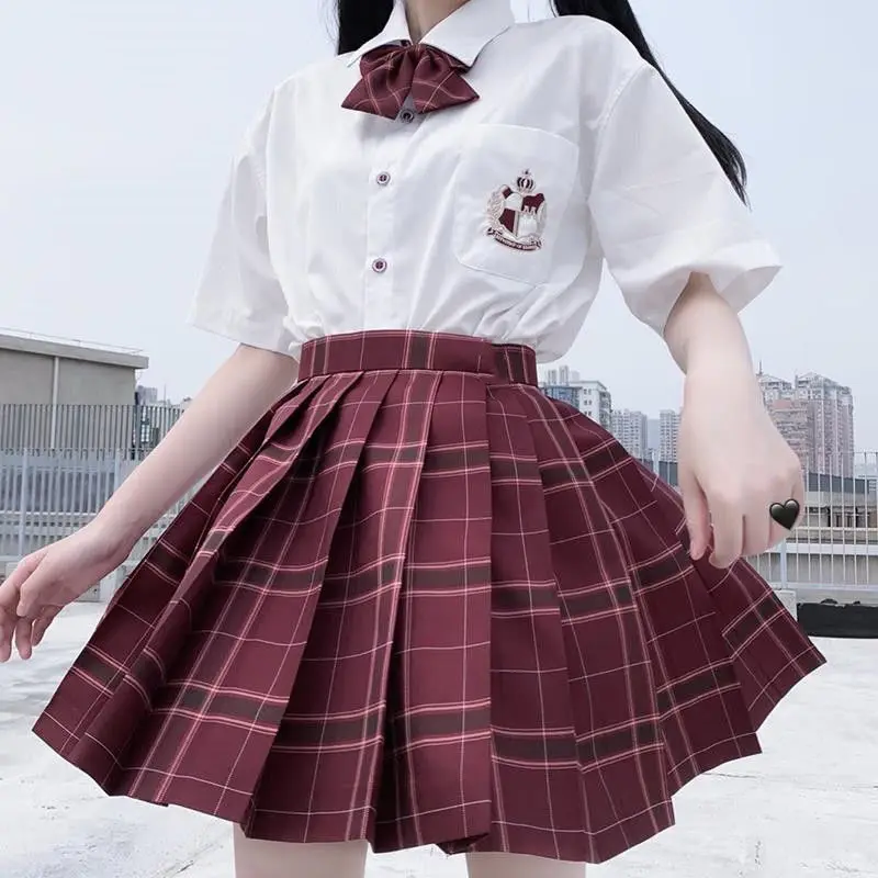 Women 2021 Summer New JK Skirts Women High Waist Skirts Korean Style Pleated Skirts for Girls Cute Sweet Ladies Plaid Mini Skirt