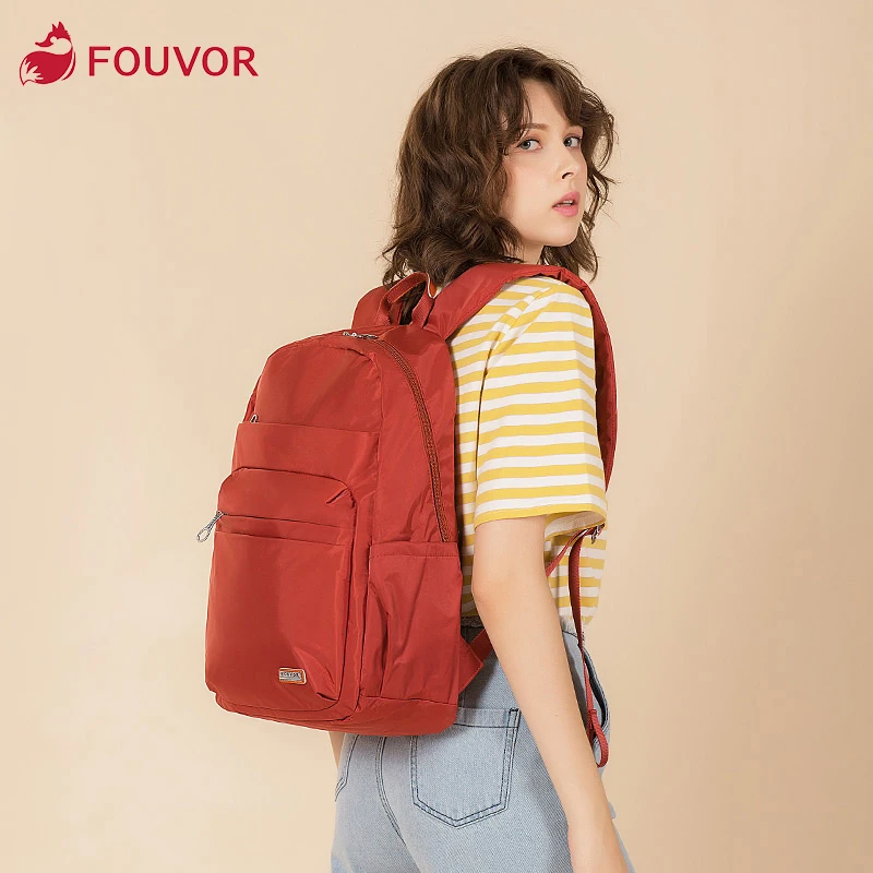 Fouvor Women Waterproof Oxford Simple Versatile Canvas Large Capacity Bag Travel Backpack Business Lady School Bag 2800-14