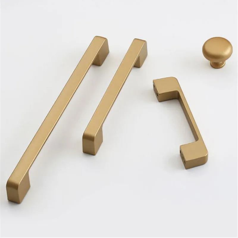 KK&FING 1PC Simple Sand Gold Kitchen Cabinet Door Handles Matte Gold Aluminum Alloy Drawer Knobs Pulls Furniture Handle Hardware